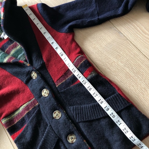 PRELOVED Handcut 100% Reclaimed Wool Knit Striped Cardigan Sweater Size L - Picture 2 of 14